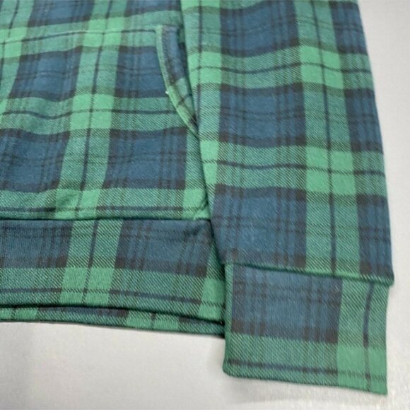 Polo Ralph Lauren Pullover Sherpa Hoodie Plaid Green Men’s Medium 5986 - Picture 5 of 10